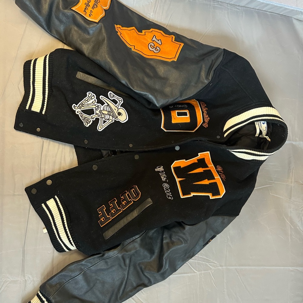 Off-White Black and Orange Varsity Jacket